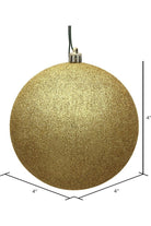 Vickerman 4" Gold Glitter Ball Christmas Tree Ornament (6 pack) - Michelle's aDOORable Creations - Holiday Ornaments