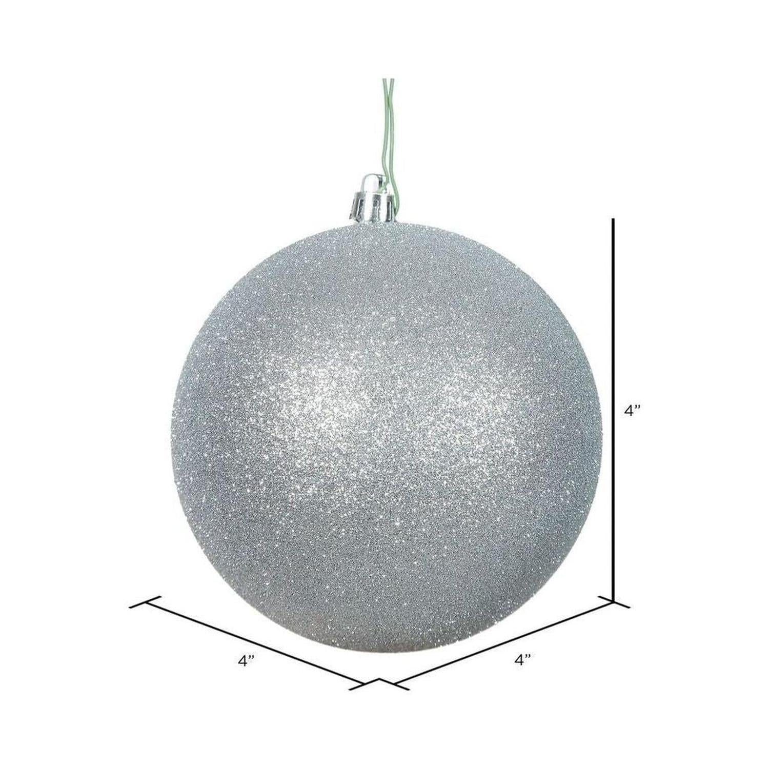 Silver Glitter Ball Christmas Ornaments (6 pack)