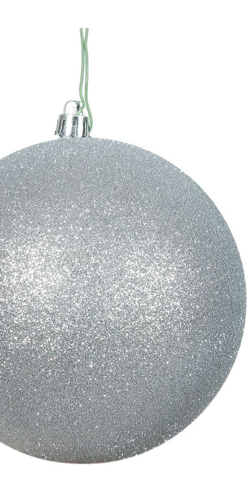Vickerman 4" Silver Glitter Ball Christmas Tree Ornament (6 pack) - Michelle's aDOORable Creations - Holiday Ornaments