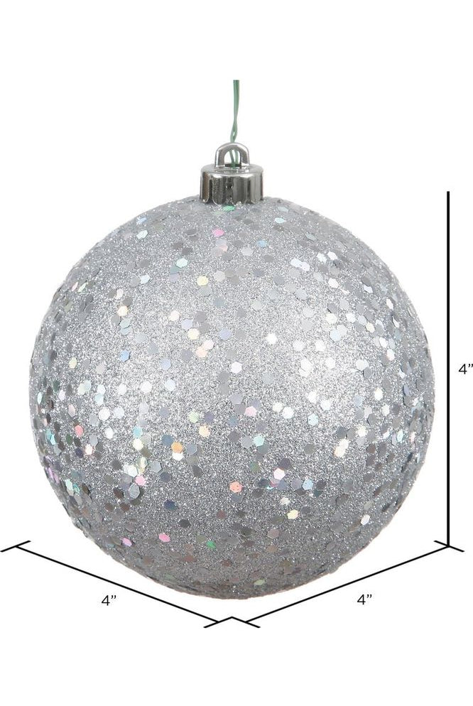 Vickerman 4" Silver Sequin Ball Christmas Tree Ornament (6 pack) - Michelle's aDOORable Creations - Holiday Ornaments