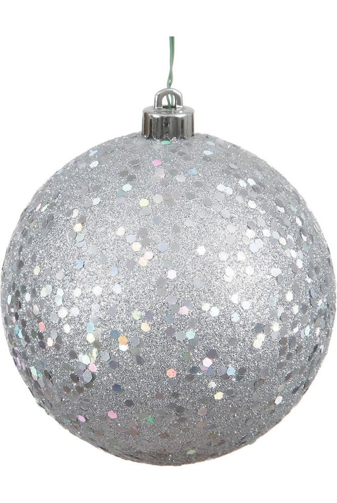 Vickerman 4" Silver Sequin Ball Christmas Tree Ornament (6 pack) - Michelle's aDOORable Creations - Holiday Ornaments