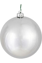 Vickerman 4" Silver Shiny Ball Christmas Tree Ornament (6 pack) - Michelle's aDOORable Creations - Holiday Ornaments