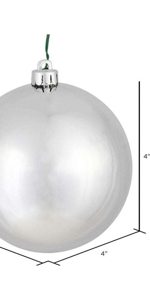 Vickerman 4" Silver Shiny Ball Christmas Tree Ornament (6 pack) - Michelle's aDOORable Creations - Holiday Ornaments