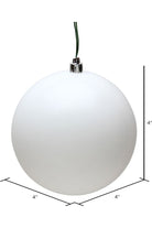 Vickerman 4" White Matte Ball Christmas Tree Ornament (6 pack) - Michelle's aDOORable Creations - Holiday Ornaments