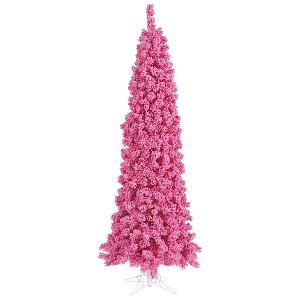 Shop For Vickerman 4.5' Flocked Pink Pencil Fir Artificial Christmas Tree, Unlit at Michelle's aDOORable Creations