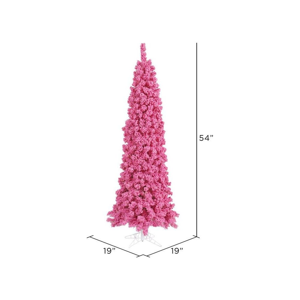 Shop For Vickerman 4.5' Flocked Pink Pencil Fir Artificial Christmas Tree, Unlit at Michelle's aDOORable Creations