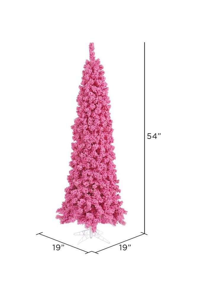 Shop For Vickerman 4.5' Flocked Pink Pencil Fir Artificial Christmas Tree, Unlit K168745
