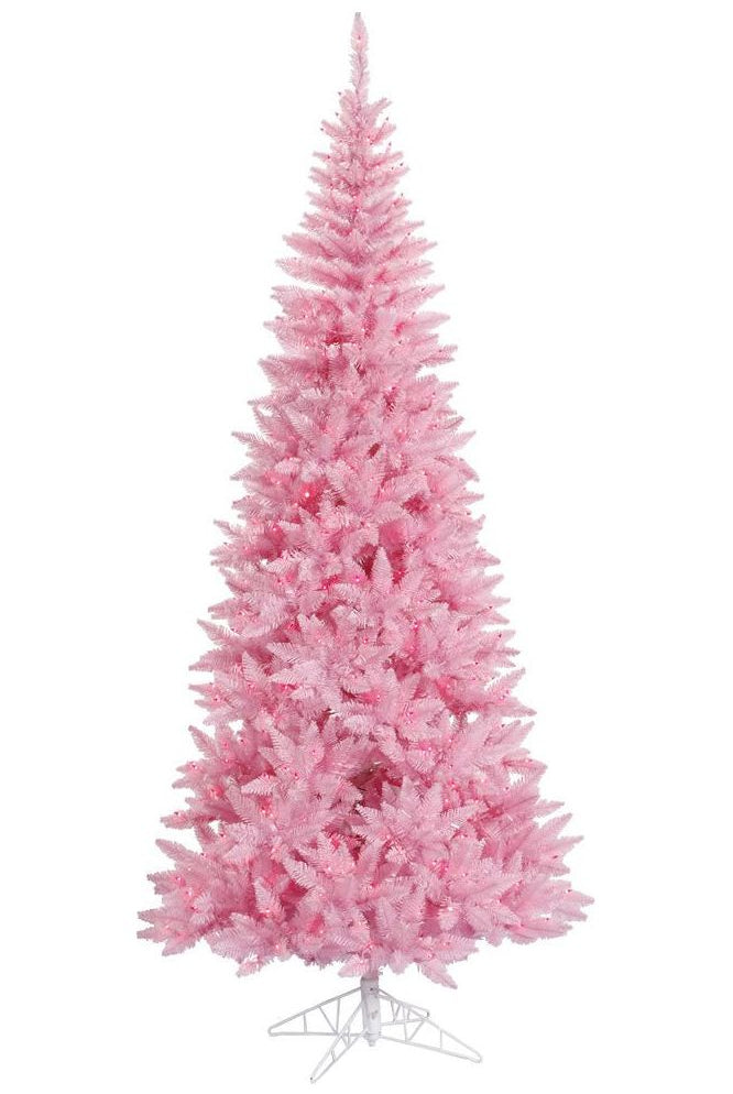 Shop For Vickerman 4.5' Pink Fir Slim Artificial Christmas Tree, Pink Dura-lit LED Lights K163646LED