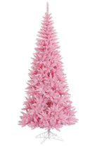 Vickerman 4.5' Pink Fir Slim Artificial Christmas Tree, Pink Dura-lit LED Lights - Michelle's aDOORable Creations - Christmas Tree