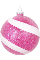 Vickerman 4.75" Fuchsia and White Sugar Glitter Ball (Set of 3) - Michelle's aDOORable Creations - Holiday Ornaments