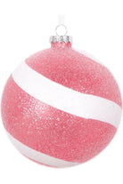 Vickerman 4.75" Red and White Sugar Glitter Ball (Set of 3) - Michelle's aDOORable Creations - Holiday Ornaments