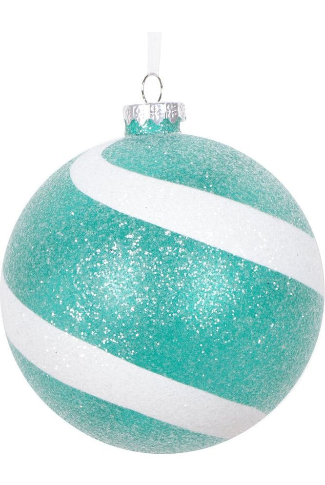 Shop For Vickerman 4.75" Teal and White Sugar Glitter Ball (Set of 3) MT228742