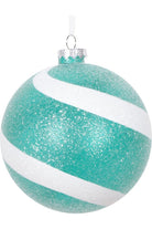 Vickerman 4.75" Teal and White Sugar Glitter Ball (Set of 3) - Michelle's aDOORable Creations - Holiday Ornaments