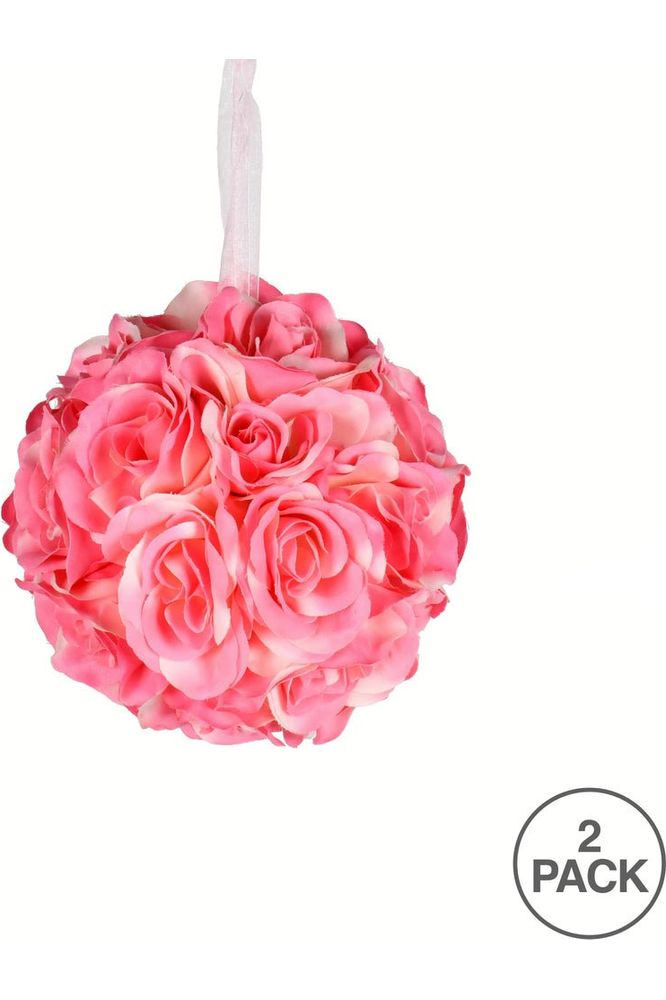 Shop For Vickerman 6" Artificial Pink Rose Ball (Pack of 2) FA191479