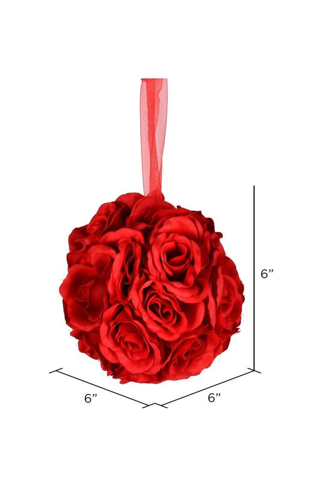 Vickerman 6" Artificial Red Rose Ball (Pack of 2) - Michelle's aDOORable Creations - Seasonal & Holiday Decorations