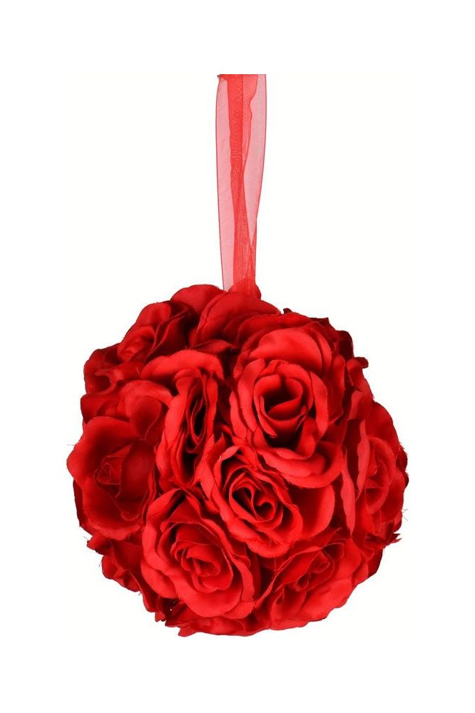 Shop For Vickerman 6" Artificial Red Rose Ball (Pack of 2) FA191403