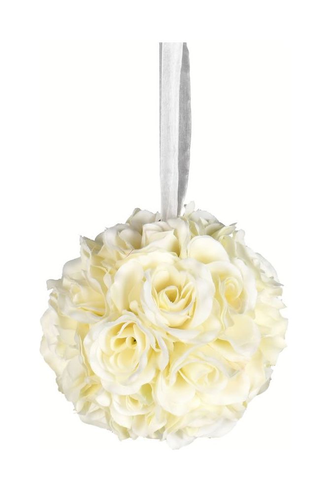 Vickerman 6" Artificial White Rose Ball (Pack of 2) - Michelle's aDOORable Creations - Seasonal & Holiday Decorations
