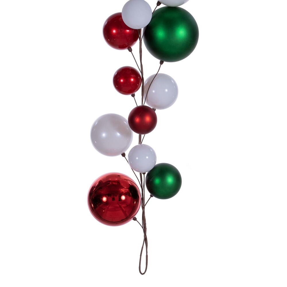 Shop For Vickerman 6' White Red Green Large Ball Branch Garland at Michelle's aDOORable Creations
