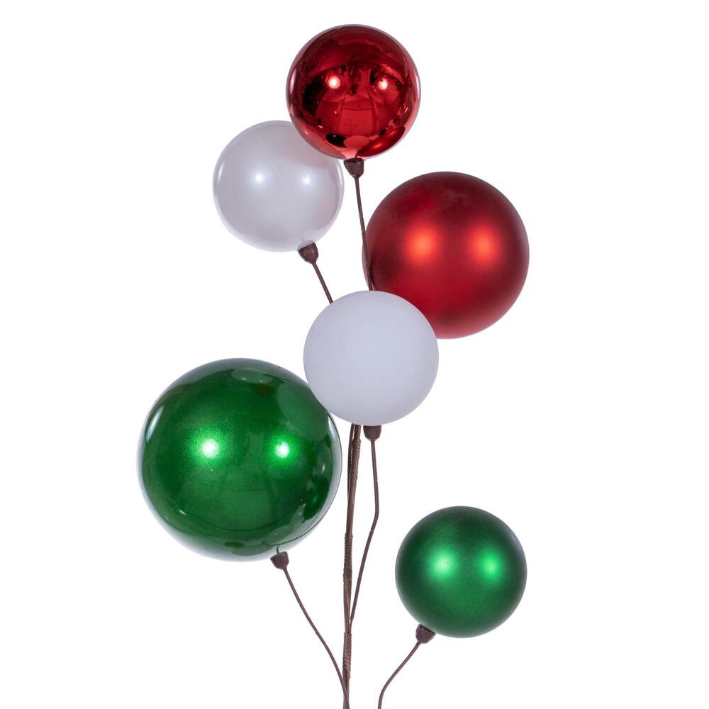 Shop For Vickerman 6' White Red Green Large Ball Branch Garland at Michelle's aDOORable Creations