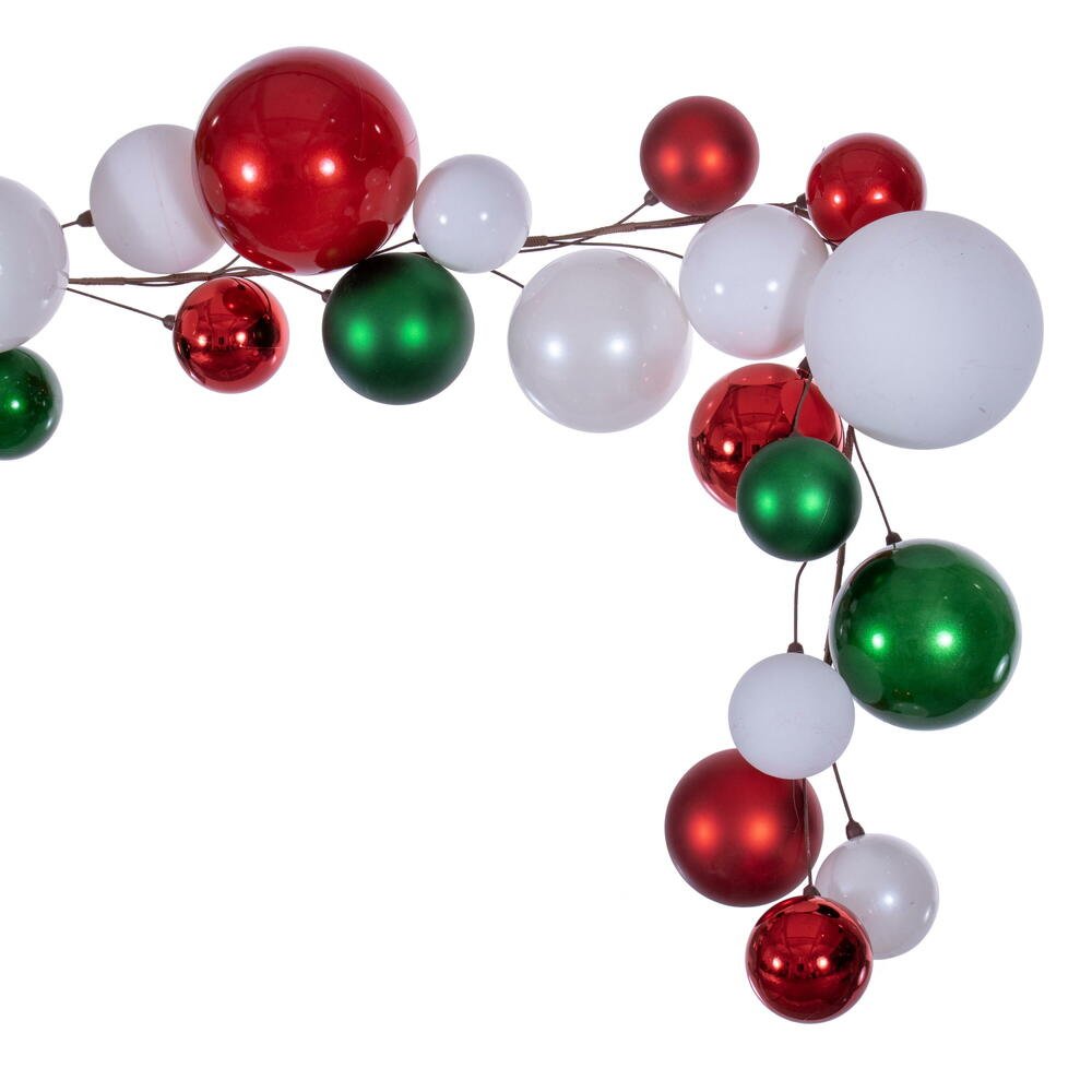 Shop For Vickerman 6' White Red Green Large Ball Branch Garland at Michelle's aDOORable Creations
