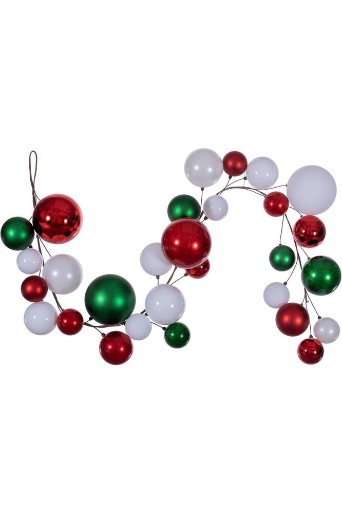 Shop For Vickerman 6' White Red Green Large Ball Branch Garland N240192