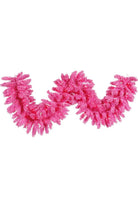 Shop For Vickerman 9' Flocked Pink Garland Dura-Lit with 100 LED Pink Lights K168815LED