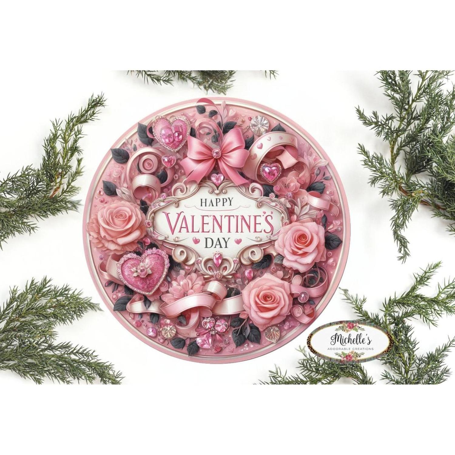 Victorian Valentine's Day Pink Sign - Wreath Enhancement