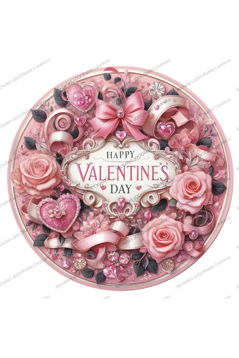 Victorian Valentine's Day Pink Sign - Wreath Enhancement - Michelle's aDOORable Creations - Signature Signs