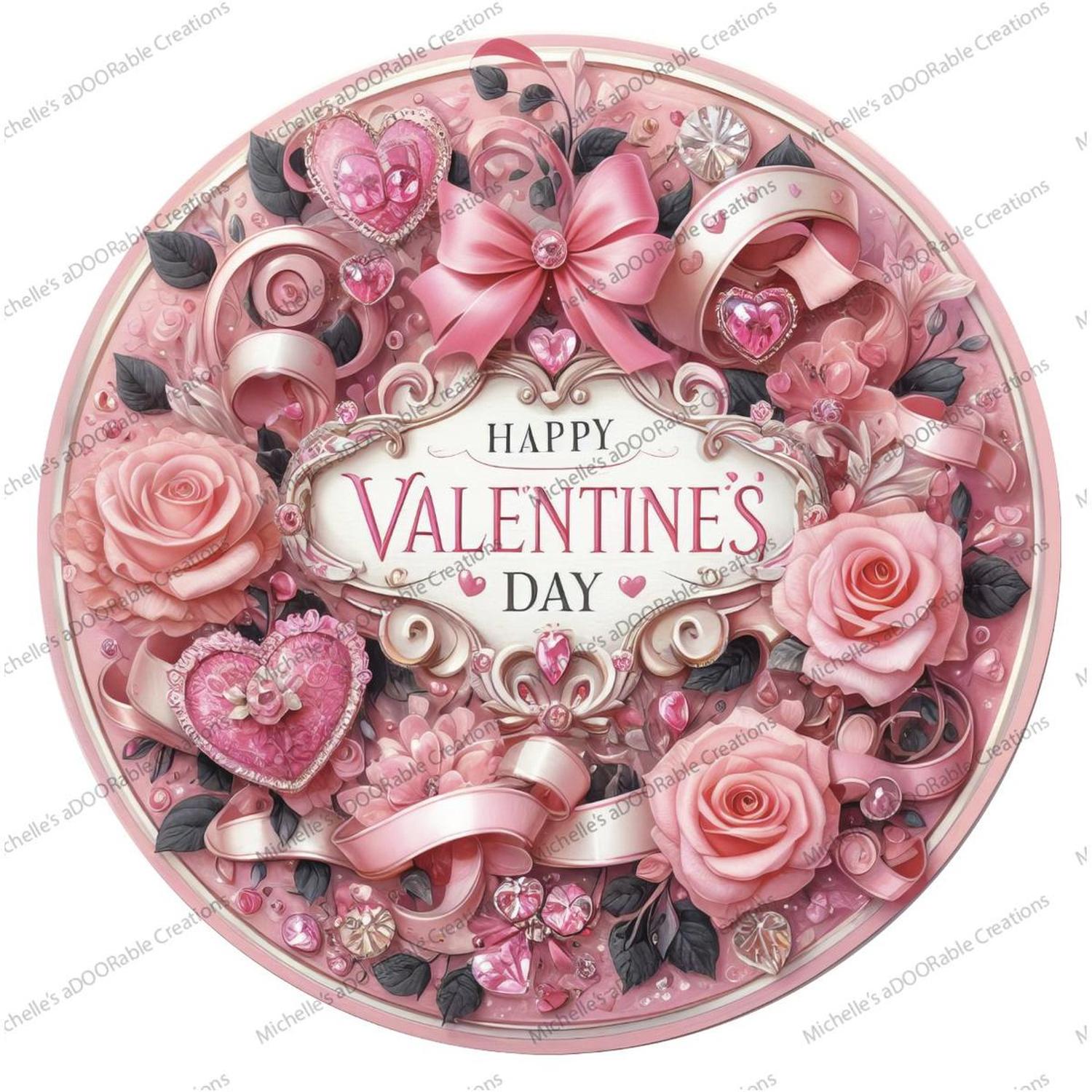 Shop For Victorian Valentine's Day Pink Sign - Wreath Enhancement at Michelle's aDOORable Creations