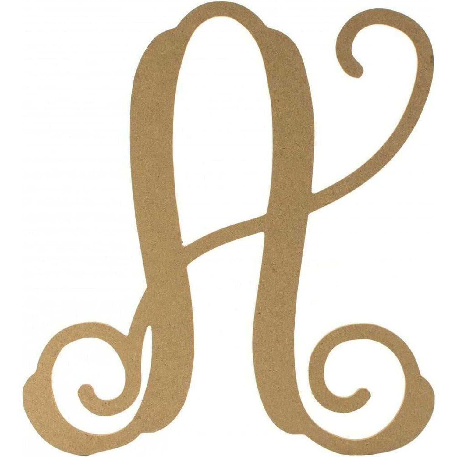 Vine Monogram Script Letter - Unfinished Wood