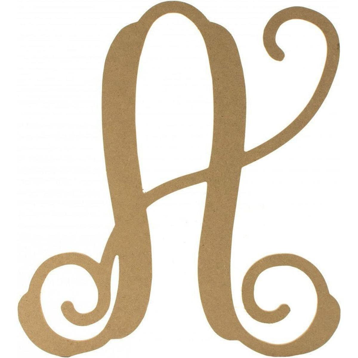 Shop For Vine Monogram Script Letter - Unfinished Wood at Michelle's aDOORable Creations