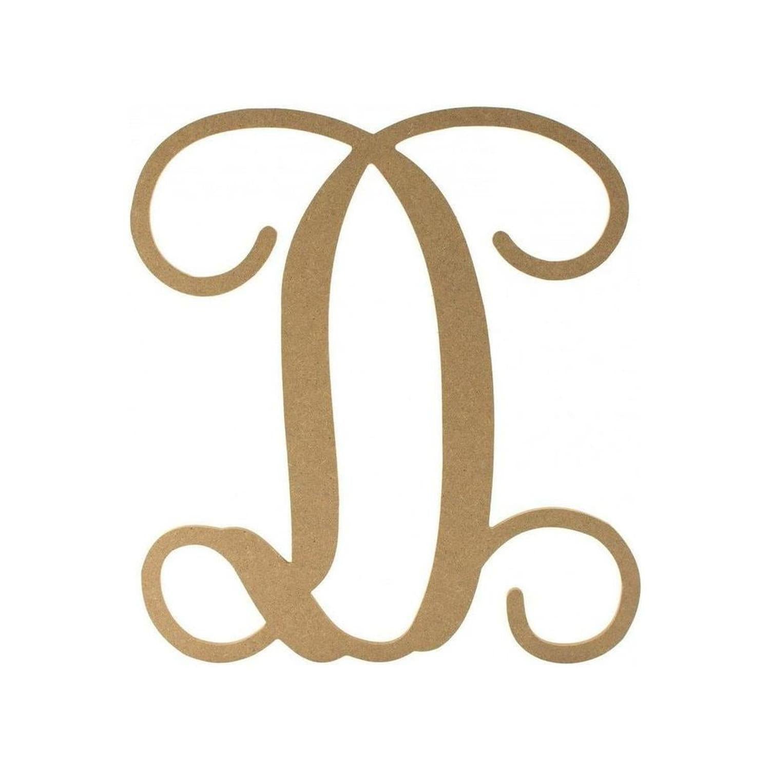 Vine Monogram Script Letter - Unfinished Wood