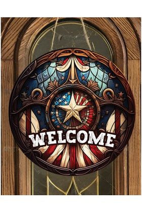 Shop For Vintage American Flag Faux Stained Glass Sign - Wreath Enhancement