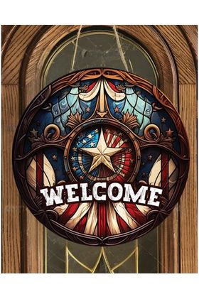 Vintage American Flag Faux Stained Glass Sign - Wreath Enhancement - Michelle's aDOORable Creations - Signature Signs