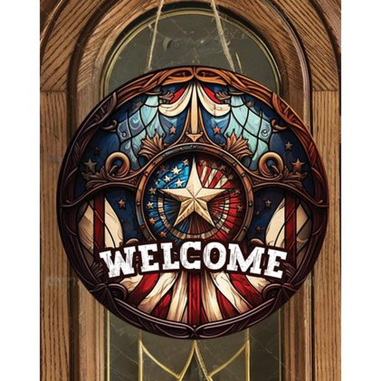Shop For Vintage American Flag Faux Stained Glass Sign at Michelle's aDOORable Creations