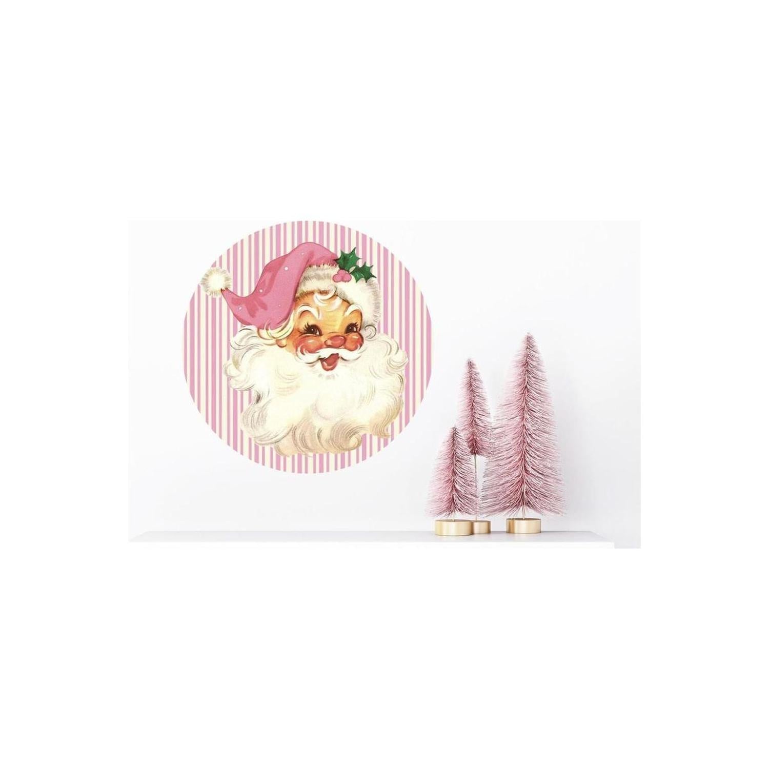 Vintage Pink Santa Christmas Sign