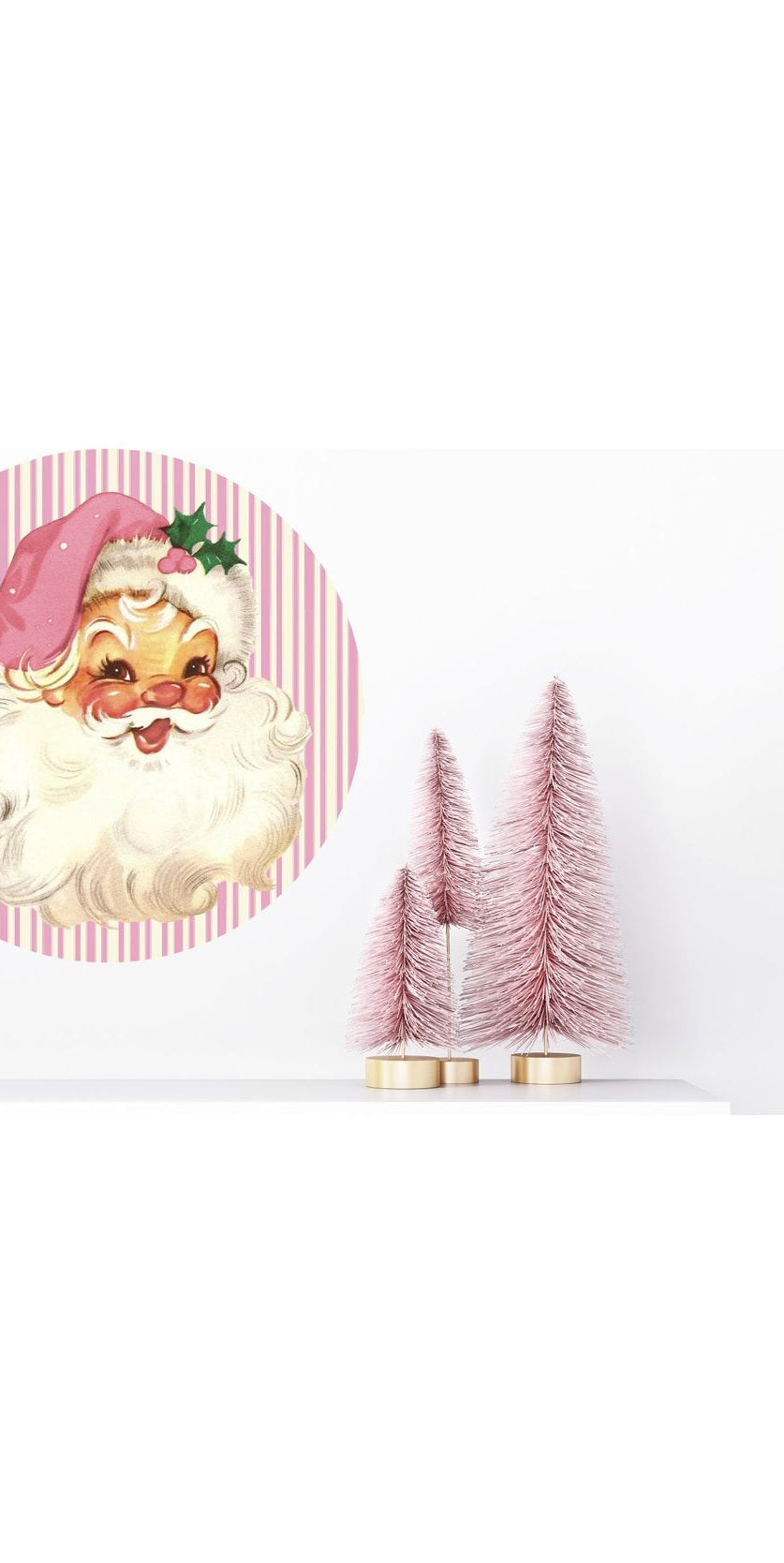 Vintage Pink Santa Christmas Sign - Wreath Enhancement - Michelle's aDOORable Creations - Signature Signs