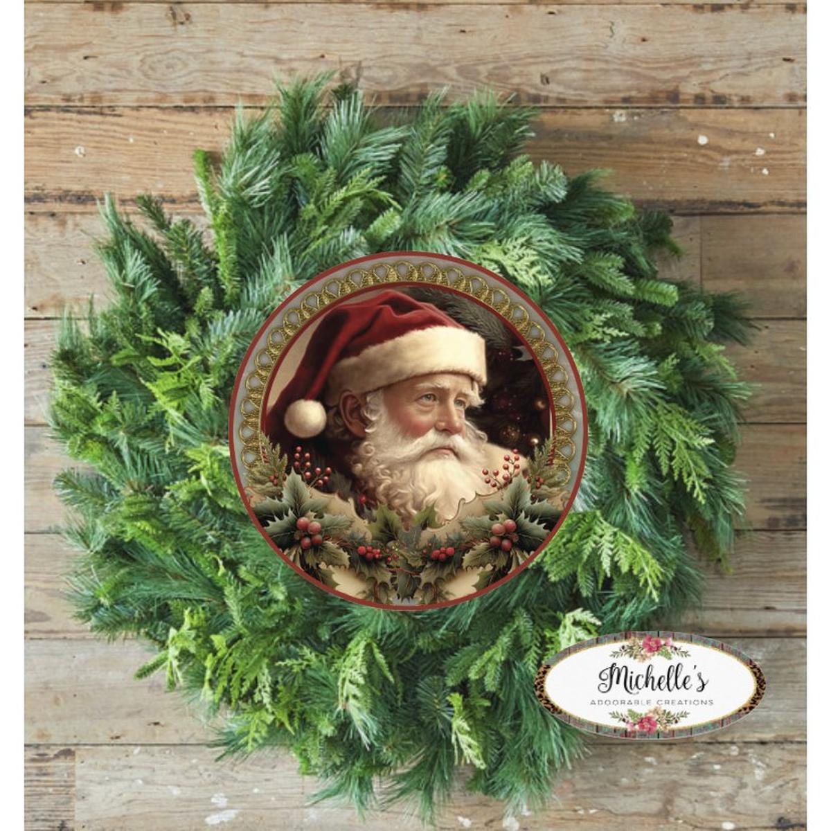 Shop For Vintage Victoria Santa Holly Sign - Wreath Enhancement at Michelle's aDOORable Creations