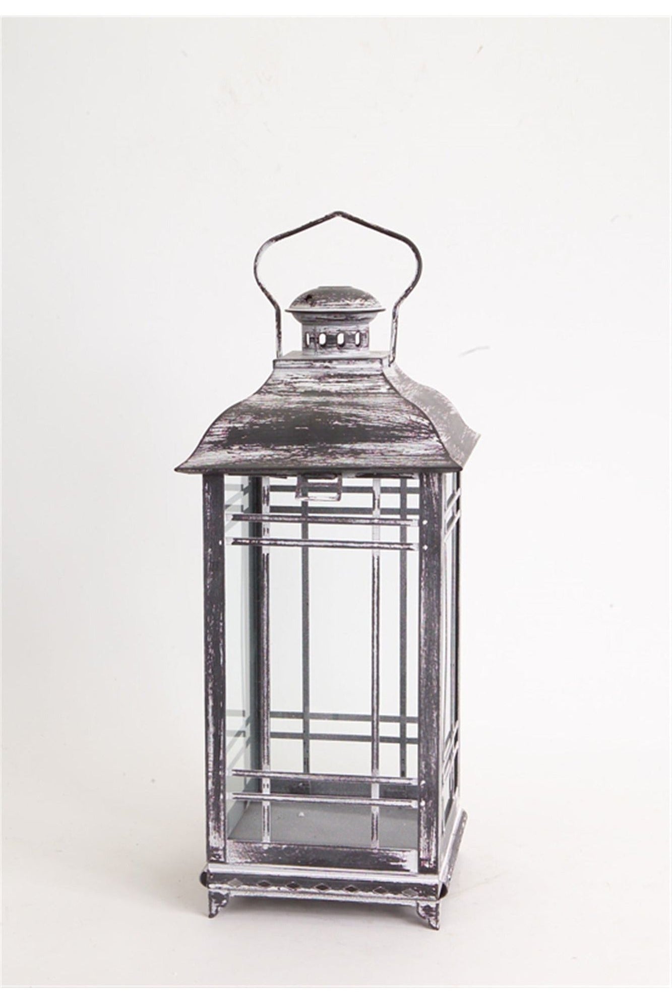 Shop For Weathered Graphite Grey Metal and Glass Lanterns (Set of 3) 53264