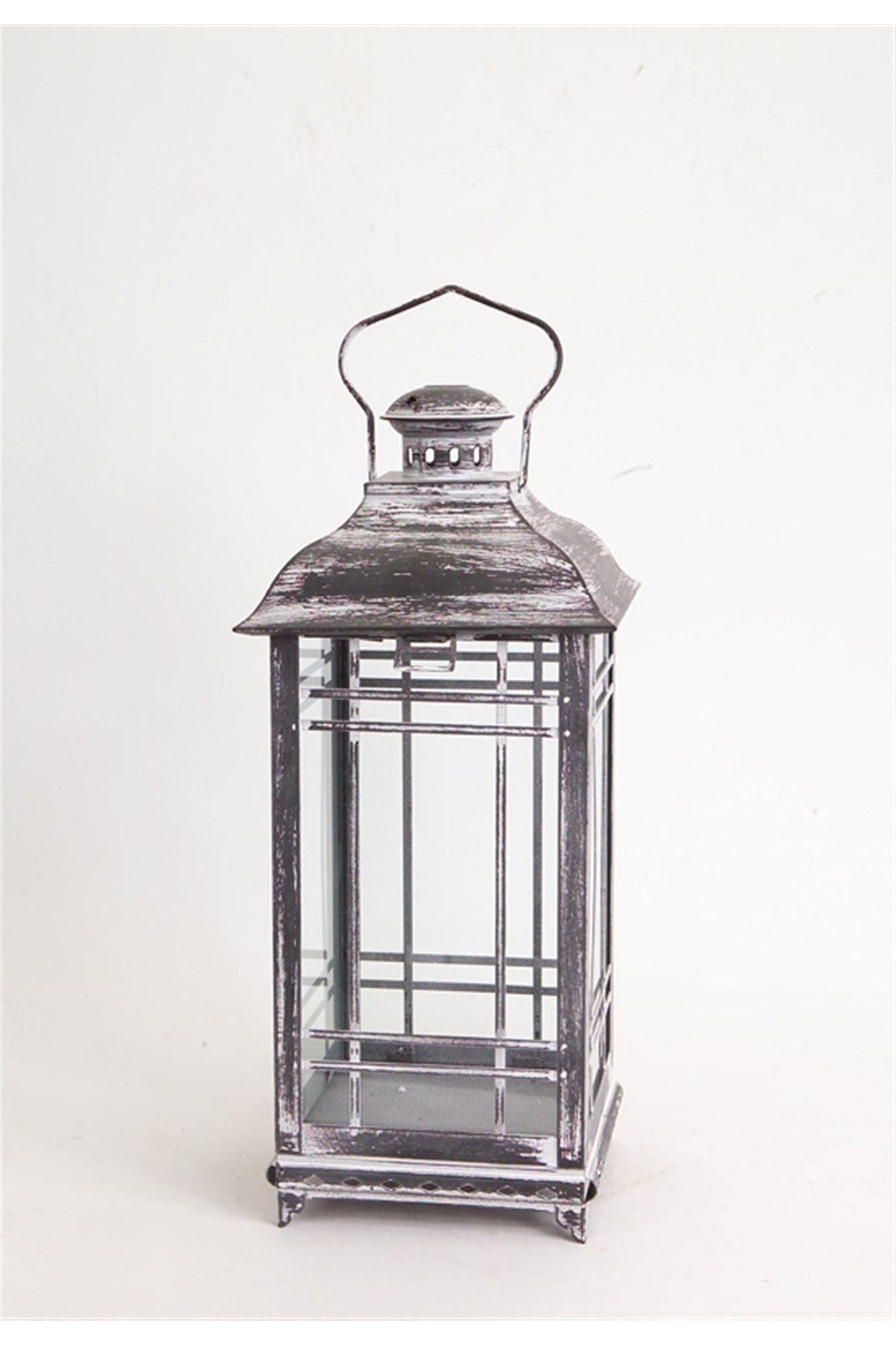 Shop For Weathered Graphite Grey Metal and Glass Lanterns (Set of 3) at Michelle's aDOORable Creations