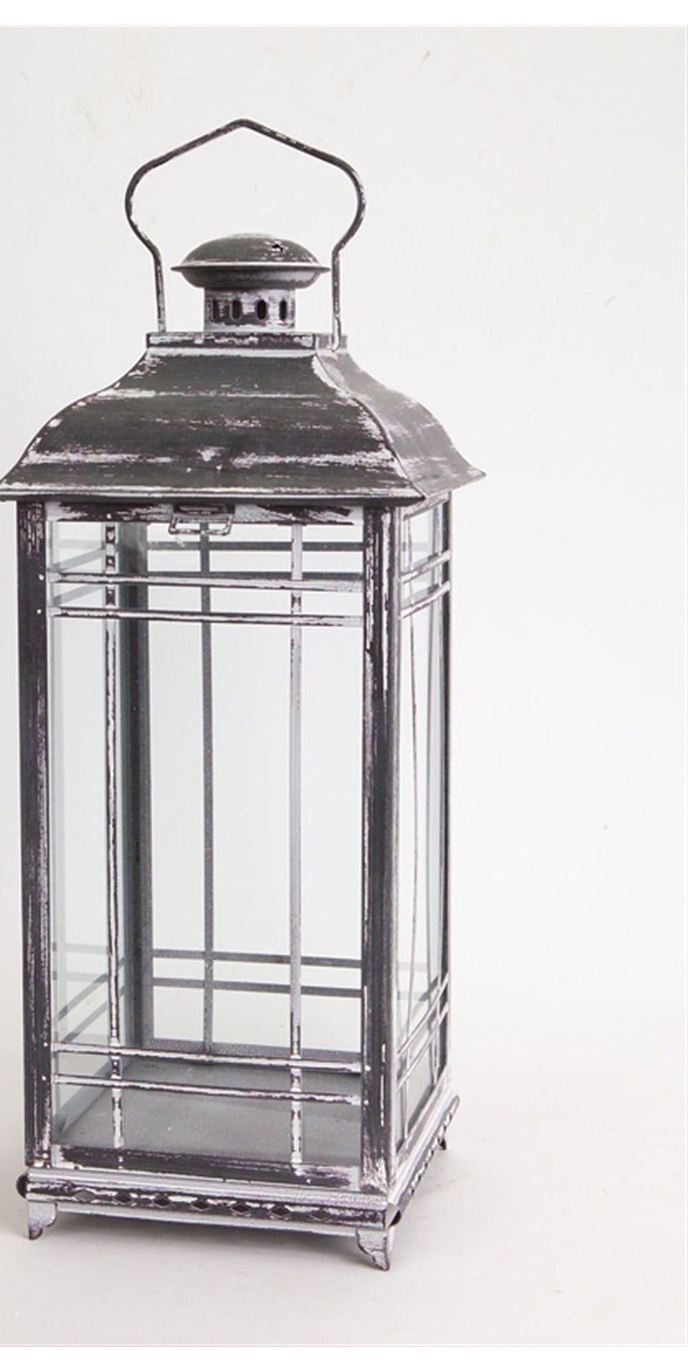 Weathered Graphite Grey Metal and Glass Lanterns (Set of 3) - Michelle's aDOORable Creations - Lantern