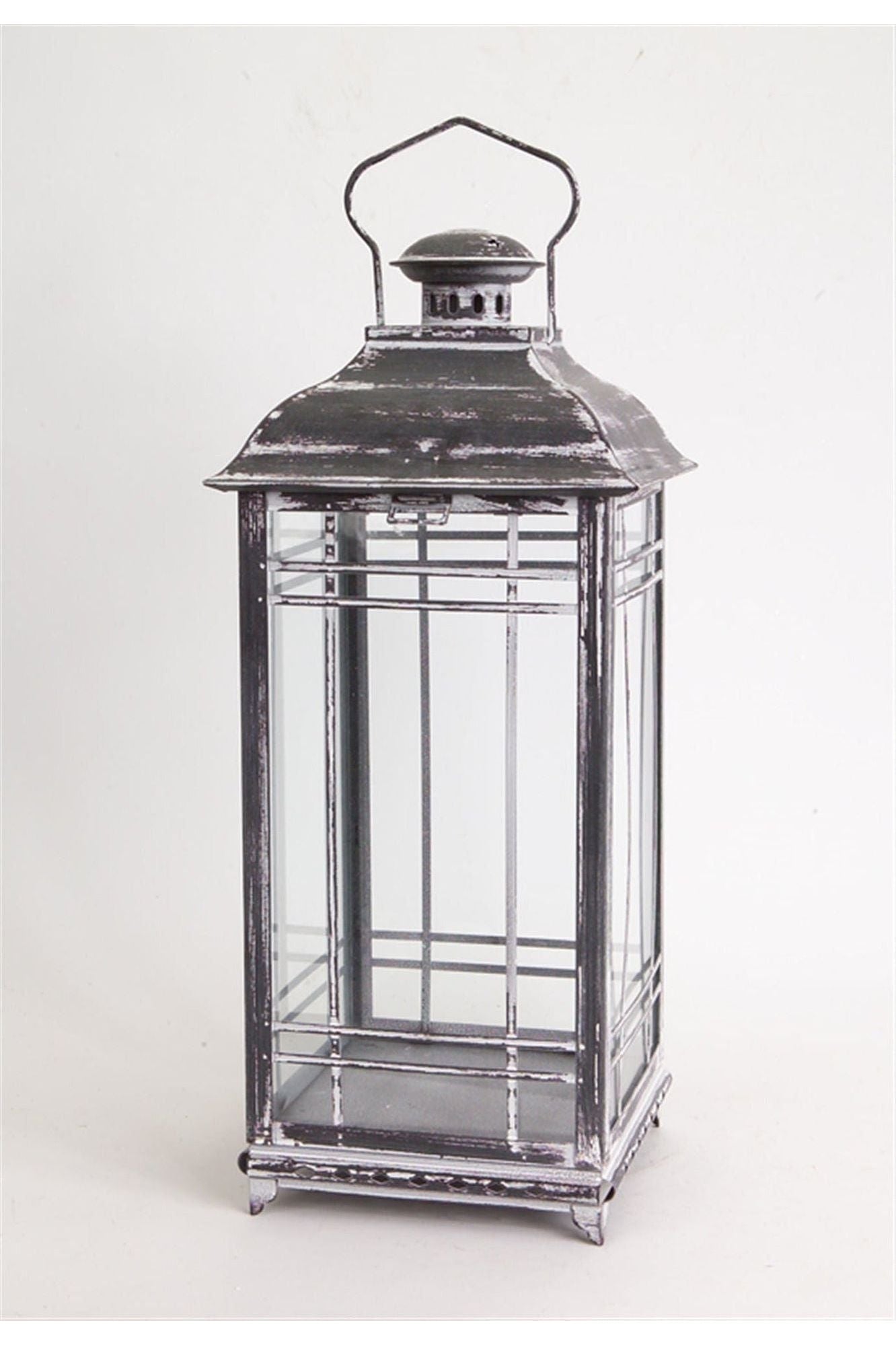 Shop For Weathered Graphite Grey Metal and Glass Lanterns (Set of 3) at Michelle's aDOORable Creations