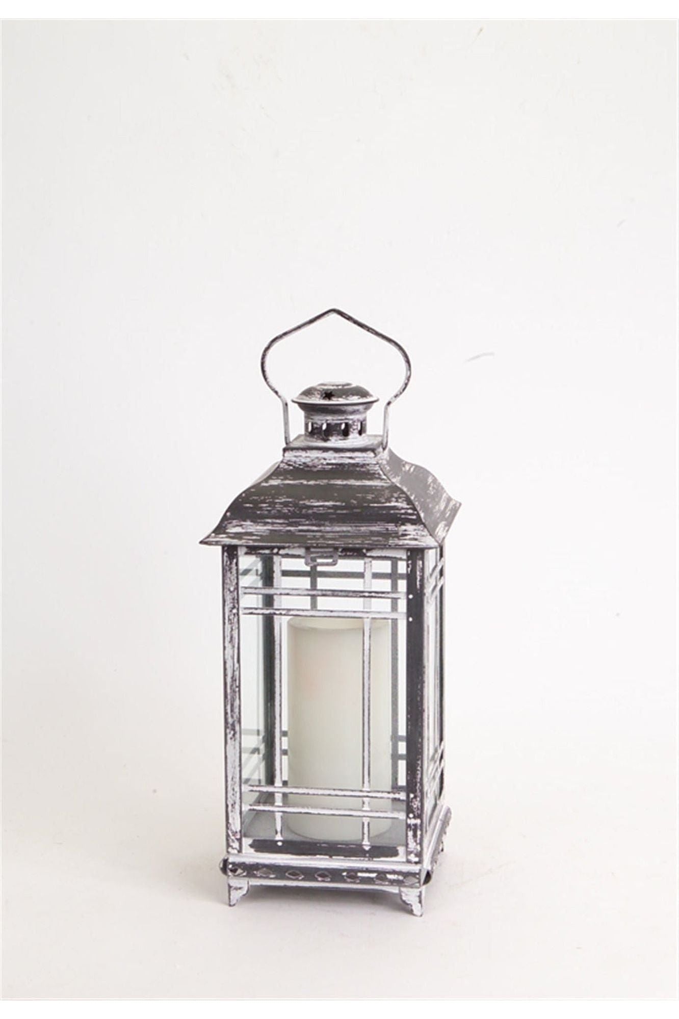 Shop For Weathered Graphite Grey Metal and Glass Lanterns (Set of 3) at Michelle's aDOORable Creations