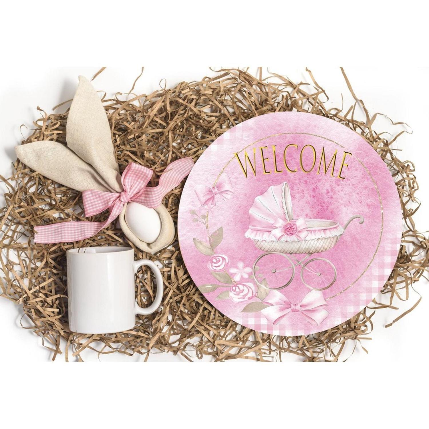 Welcome Baby Girl Round Sign