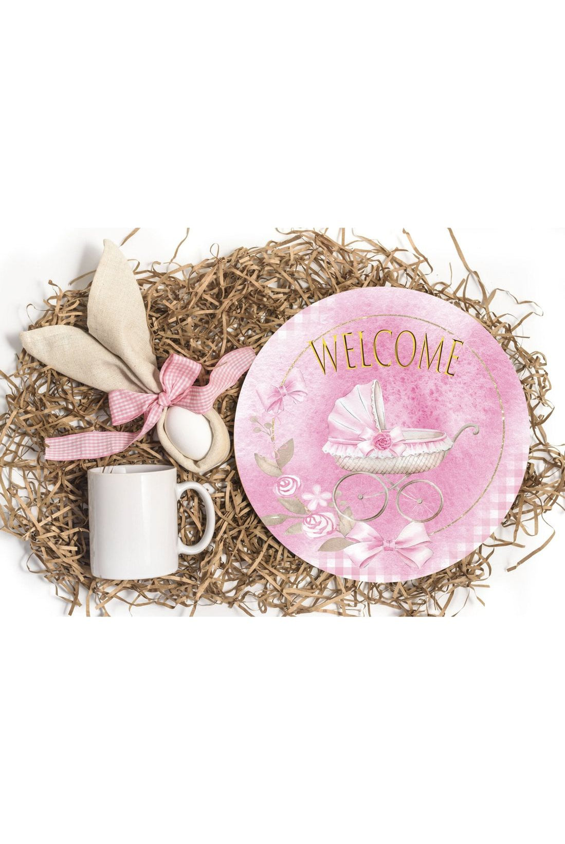Shop For Welcome Baby Girl Round Sign - Wreath Enhancement