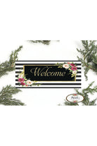 Shop For Welcome Black White Floral Elegant Sign - Wreath Enhancement