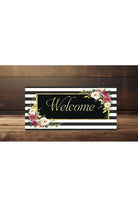 Welcome Black White Floral Elegant Sign - Wreath Enhancement - Michelle's aDOORable Creations - Wreath Enhancement