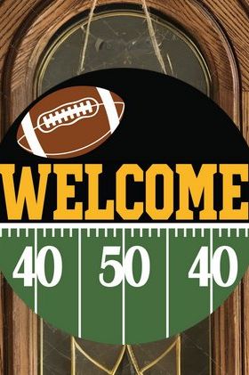 Welcome Football Field Round Sign - Wreath Enhancement - Michelle's aDOORable Creations - Signature Signs