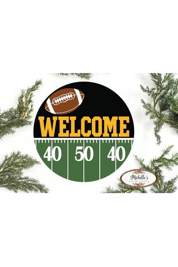 Shop For Welcome Football Field Round Sign - Wreath Enhancement