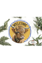 Shop For Welcome Highland Cow Round Sign - Wreath Enhancement